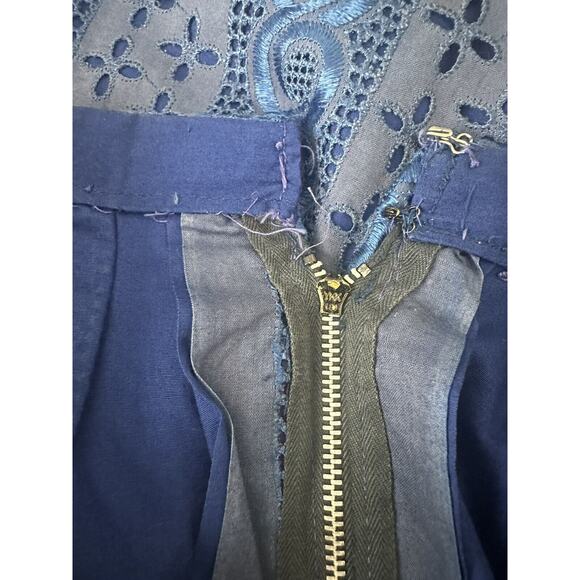 Vintage 60’s Handmade Navy Blue Eyelet Skirt Top Set - Picture 11 of 13